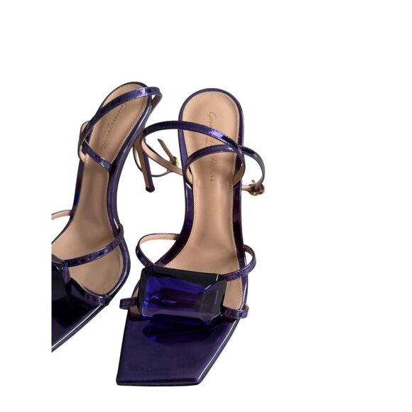 GIANVITO ROSSI Jaipur Indigo Purple Crystal Embellished Leather Sandals Heels Si - Picture 13 of 14